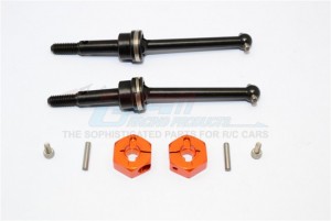 STEEL #45 FRONT/REAR CVD SHAFT (38MM) WITH 12X7MM HEX ADAPTERS TAMIYA GF-01 - GF1238SADT-OR