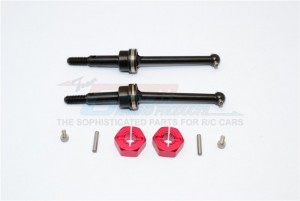 STEEL #45 FRONT/REAR CVD SHAFT (38MM) WITH 12X7MM HEX ADAPTERS TAMIYA GF-01 - GF1238SADT-R
