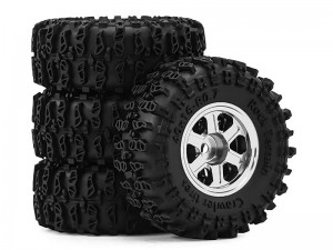 ALUMINUM TIRE & WHEEL SET 40 X 16mm FOR 1/30 AXIAL SCX30 RED CAT ASCENT 32 MIN CRALWER CHEVROLET ... - RS-WH4016/SI