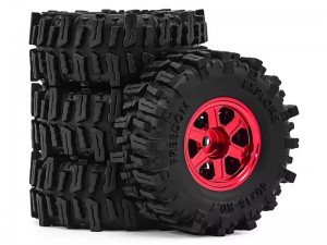 ALUMINUM TIRE & WHEEL SET TYPE A 40 X 16mm FOR 1/30 AXIAL SCX30 RED CAT ASCENT 32 MIN CRALWER CHEVROLET K10 FORD BRONCO JEEP WRANGLER JLU AXI-2260 ... - RS-WH4016/RE