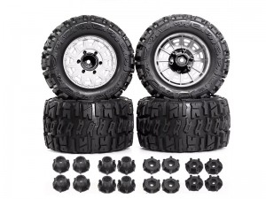 RUBBER TIRE & RIM SET 115 X 43mm 12mm 14mm HEX ARA550098 FOR ARRMA 1/8 TYPHON V5 TRL TRAXXAS JAT ... - RS-ARA550098/WI