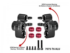 GPM MKV6021 7075 ALLOY FRONT STEERING BLOCK LARGER OUTER BEARINGS ARA-1507 ARRMA 1/8 KRATON 6S EXB NOTORIOUS 6S V6 ARA8708V6 - BLACK - MKV6021-BK