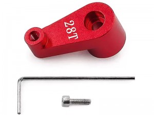 ALUMINUM SERVO HORN 28T AXI-3307 FOR AXIAL RACING 1/30 SCX-30 CRAWLER FORD BRONCO JEEP WRANGLER JLU CHEVROLET K10 AXI-2048 AXI-2261 AXI-2260 - RED - RS-AXI3307/RE