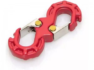 METAL DOUBLE RESCUE HOOK TRAILER TOW HOOK  FOR RC 1/7 1/8 AXIAL RACING AXP-8 CROSS CRAWLER - RED - RS-BTH08/RE