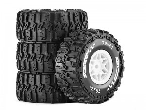RUBBER TIRE & RIM SET 79 X 34mm 12mm HEX 10870 FOR TRAXXAS 1/14 1/16 MINI SLASH 108164-1 - RS-TY793412/WI
