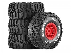 RUBBER TIRE & RIM SET 79 X 34mm 12mm HEX 10870 FOR TRAXXAS 1/14 1/16 MINI SLASH 108164-1 - RS-TY793412/RE