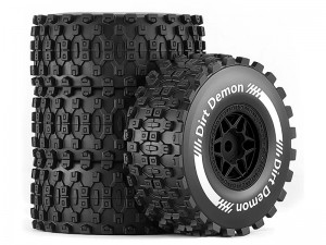 RUBBER TIRE & RIM SET 79 X 33mm 12mm HEX 10870 FOR TRAXXAS 1/14 1/16 MINI SLASH 108164-1 - RS-TY793312/BK