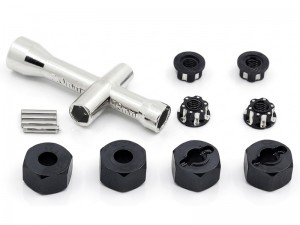 ALUMINUM NON-SLIIP WHEEL 12mm HEX NUT LOCK NUT 7154 3647 FOR TRAXXAS 1/16 MINI E-REVO MIN SLASH TRUCK - RS-TRX7154/BK