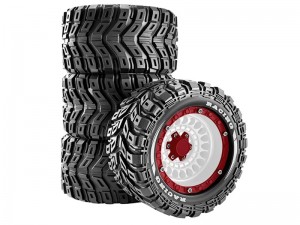 RUBBER TIRE & RIM SET 90 X 46mm 12mm HEX FOR ARRMA 1/16 MINI KRATON 3S TRAXXAS MINI E-REVO - RS-TY9046/WIRE