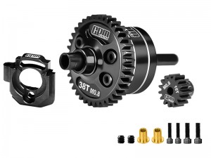 GPM MAKM63S 20CrMnTi 7075 ALUMINUM CENTER DIFFERENTIAL M0.5 63T W. Motor Plate & 15T PINION GEAR ARA-2985 FOR ARRMA 1/16 MIN IKRATON 3S ARA2508 - MAKM1538S-BK