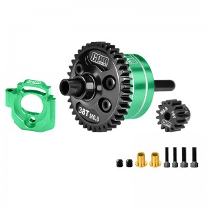 GPM MAKM63S 20CrMnTi 7075 ALUMINUM CENTER DIFFERENTIAL M0.8 63T W. Motor Plate & 15T PINION GEAR ARA-2985 FOR ARRMA 1/16 MIN IKRATON 3S ARA2508 - GREEN - MAKM1538S-G
