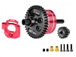 GPM MAKM63S 20CrMnTi 7075 ALUMINUM CENTER DIFFERENTIAL M0.8 63T W. Motor Plate & 15T PINION GEAR ARA-2985 FOR ARRMA 1/16 MIN IKRATON 3S ARA2508 - RED - MAKM1538S-R