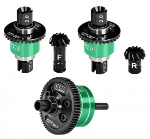 20CrMnTi Steel 7075 ALLOY FRONT & CENTRE & REAR DIFFERENTIAL 12T / 30T M0.8 ARA-3294 ARA-2672 FOR RC ARRMA 1/16 MINI KRATON 3S ARA2508 - GREEN - MAKM123063SFRS/G