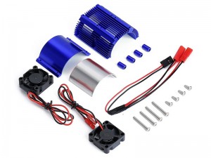 ALUMINUM DUAL MOTOR HEATSINK COOLING FANS 41 - 43mm FOR RC TRAXXAS 1/10 E-REVO SUMMIT RC TRUCK 56076-4 86086-4 - BLUE - RS-MHS4143/BU