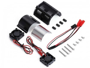 ALUMINUM DUAL MOTOR HEATSINK COOLING FANS 41 - 43mm FOR RC TRAXXAS 1/10 E-REVO SUMMIT RC TRUCK 56076-4 86086-4 - RS-MHS4143/BK