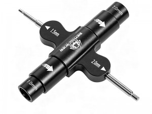 ALUMINUM QUICK CHANGE SETUP TOOL M1.5 2.0 HEX W. M7.0 RATCHET WRENCH FOR FPV DRONE QUADCOPTER - ST-034/BK