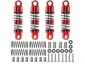 ALUMINUM FRONT & REAR OIL DAMPER SET  - 21mm AXI-3317 FOR AXIAL RACING 1/30 SCX-30 MINI CRAWLER K10 JEEP JLU JEEP WRANGLER FORD BRONCO - RED - RS-AXI3317/RE