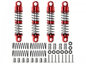 ALUMINUM FRONT & REAR OIL DAMPER SET  - 25mm AXI-3325 FOR AXIAL RACING 1/30 SCX-30 MINI CRAWLER K10 JEEP JLU JEEP WRANGLER FORD BRONCO - RED - RS-AXI3325/RE