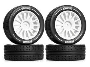 RUBBER TIRE & RIM SET 70 X 26mm 12mm HEX FOR TAMIYA 1/10 TT-01 TT-02 XV-02 RALLY RC CAR - RS-TY702612/WI