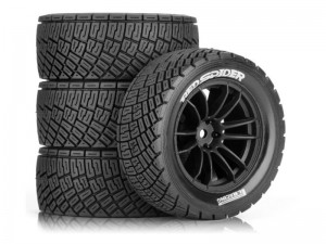 RUBBER TIRE & RIM SET 77 X  31mm 12mm HEX FOR TAMIYA 1/10 TT-01 TT-02 XV-02 RALLY RC CAR - RS-TY773112/BK