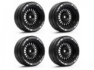 ON-ROAD RUBBER TIRE & RIM 65 X 28mm 12mm HEX FOR 1/10 TAMIYA TA-08 TT-01 TT-02 XV-02 CAR - RS-TY652812/BK