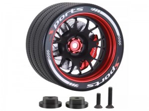 ALUMINUM TRANSMITTER STEERING WHEEL WITH BRAKE DISC CALIPER FOR FUTABA 4PX 7PX SANWA MT4 MT5 M17 FLYSKY NOBLE NB4+ - RS-TSW01A-BKRE