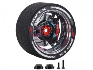 ALUMINUM TRANSMITTER STEERING WHEEL WITH BRAKE DISC CALIPER FOR FUTABA 4PX 7PX SANWA MT4 MT5 M17 FLYSKY NOBLE NB4+ - RS-TSW01C-PTLB