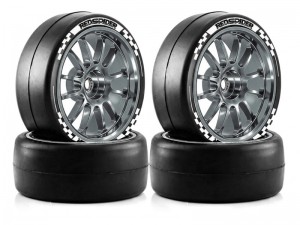ALUMINUM ON-ROAD TIRE & RIM SET 65 X 28mm 12mm HEX FOR 1/10 TAMIYA TT-01 TT-02 TA-08 HPI SPORT 3 KYOSHO  FAZER Mk2 FZ02 TOURING CAR - RS-TY652812/GS