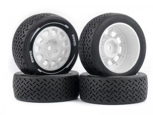 M-CHASSIS RUBBER TIRE & RIM SET 58 X 22mm 12mm HEX FOR 1/10 TAMIYA M05 M06 M07 M08 XM-01 MB-01 MF-01X ON-ROAD RC CAR - RS-TY582212/WI