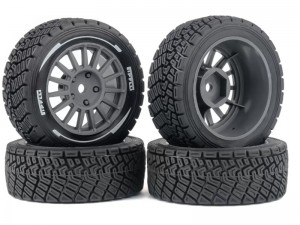M-CHASSIS RUBBER TIRE & RIM SET 58 X 22mm 12mm HEX FOR 1/10 TAMIYA M05 M06 M07 M08 XM-01 MB-01 MF-01X ON-ROAD RC CAR - RS-TY582212A/GS