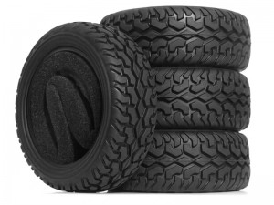 RUBBER RALLY TIRE 75mm X 45mm FOR 1/10 TAMIYA TT-01 TT-02 XV-02 TRUCK - RS-TY7545/BK