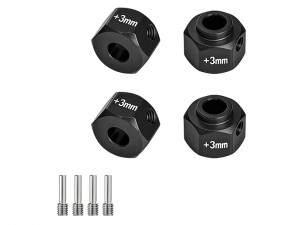 GPM SCJ010/+3M ALUMINUM WHEEL ADAPTER 12mm HEX + 3mm AXIAL 1/10 SCX10 III CRAWLER Jeep CJ-7 AXI03008 - SCJ010/+3M-BK