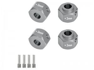 GPM SCJ010/+3M ALUMINUM WHEEL ADAPTER 12mm HEX + 3mm AXIAL 1/10 SCX10 III CRAWLER Jeep CJ-7 AXI03008 - GUN SILVER - SCJ010/+3M-GS