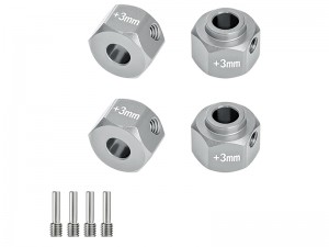GPM SCJ010/+3M ALUMINUM WHEEL ADAPTER 12mm HEX + 3mm AXIAL 1/10 SCX10 III CRAWLER Jeep CJ-7 AXI03008 - SILVER - SCJ010/+3M-S