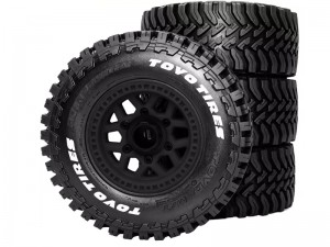 PLASTIC RUBBER TIRE AND RIM SET 113.7mm x 46mm 12mm HEX FOR 1/10 LOSI BAJA RAY TRAXXAS SLASH 4X4 2WD ... - RS-TY1134612/BK