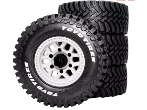 PLASTIC RUBBER TIRE AND RIM SET 113.7mm x 46mm 12mm HEX FOR 1/10 LOSI BAJA RAY TRAXXAS SLASH 4X4 2WD ARRMA SENTON 3S BLX - WHITE - RS-TY1134612/WI