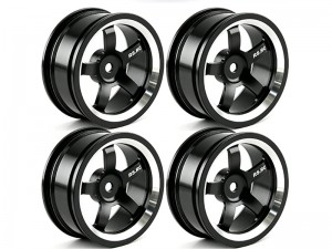 ALLOY 5 SPOKE RIM 52 x 26mm 12mm HEX FOR 1/10 TAMIYA TT-01 TT-02 DRIFT RC CAR - RS-WH562612/BK