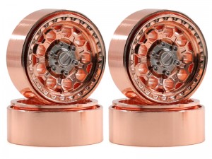 ALUMINUM WHEEL 1.3INCH 36.8mm x 15mm 7mm HEX FOR 1/18 TRAXAS TRX-4M AXIAL SCX-24 RED CAT ASCENT-18 CRAWLER - RS-WH36815/CH