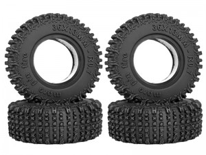RUBBER TIRE 36mm x 14mm 0.7 INCH FOR 1/30 AXIAL RACING SCX30 CHEVROLET K10 FORD BRONCO JEEP WRANGLER JLU AXI-2260 AXI-2048 AXI-2261 CRAWLER - RS-TY3614D