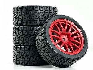 RALLY TIRE AND RIM SET 68mm x 28mm 12mm HEX FOR 1/10 TT-02 XV-02 RC CAR - RS-TY682812A/RE