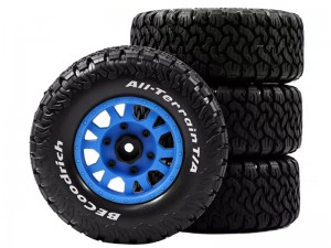 RUBBER TIRE AND RIM SET 113 x 46mm 12 / 14 /17mm HEX FOR 1/10 LOSI BAJA TRAXXAS SLASH ARRMA SENTON - RS-TY1134617/BU