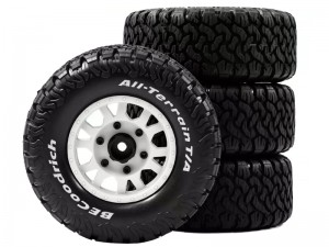 RUBBER TIRE AND RIM SET 113 x 46mm 12 / 14 /17mm HEX FOR 1/10 LOSI BAJA TRAXXAS SLASH ARRMA SENTON - RS-TY1134617/WI
