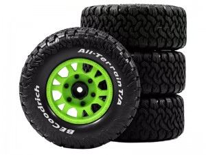 RUBBER TIRE AND RIM SET 113 x 46mm 12 / 14 /17mm HEX FOR 1/10 LOSI BAJA TRAXXAS SLASH ARRMA SENTON - RS-TY1134617/GR