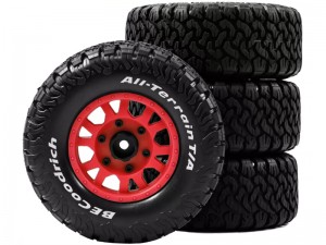 RUBBER TIRE AND RIM SET 113 x 46mm 12 / 14 /17mm HEX FOR 1/10 LOSI BAJA TRAXXAS SLASH ARRMA SENTON - RS-TY1134617/RE