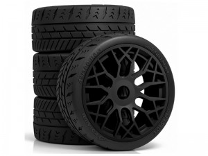 RUBBER TIRE AND RIM SET 100 X 43mm 17mm HEX FOR ARRMA 1/7 LIMITLESS INFRACTION 6S BLX 223S - RS-TY1004317/BK