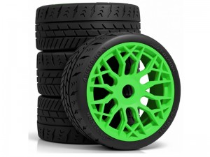 RUBBER TIRE AND RIM SET 100 X 43mm 17mm HEX FOR ARRMA 1/7 LIMITLESS INFRACTION 6S BLX 223S - RS-TY1004317/GR