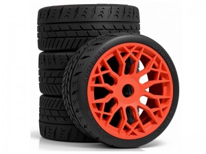 RUBBER TIRE AND RIM SET 100 X 43mm 17mm HEX FOR ARRMA 1/7 LIMITLESS INFRACTION 6S BLX 223S - RS-TY1004317/OR