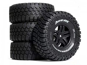RUBBER TIRE & RIM SET 120 X 73mm 12mm HEX FOR 1/10 TRAXXAS SLASH 4X4 RUSTLER STAMPEDE BAJA REY SHORT COURSE TRUCK - RS-TY1207312/BK