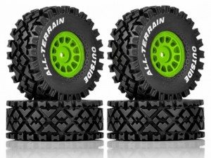 RUBBER TIRE & RIM ALL-TERRAIN 68 X 27mm 12mm HEX FOR 1/16 ARRMA MOJAVE GROM - RS-WH682712/GR