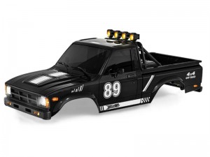 HARD PLASTIC OFF-ROAD PICK-UP BODY SHELL WITH FRONT & REAR LED SET FOR 1/24 AXIAL RACING SCX-24  ... - RS-BDYSCX24/BK